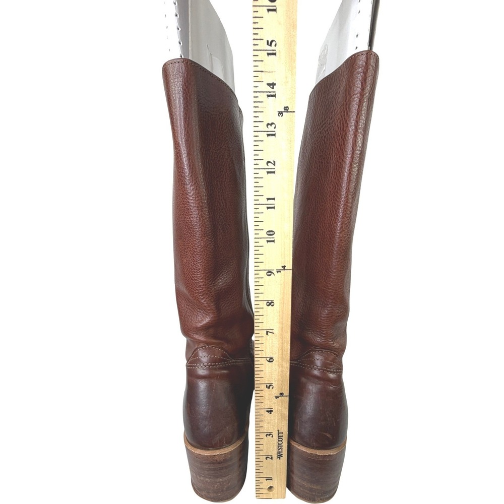 Vintage Frye Campus 14L Tall Boots Pebbled Leather Cognac Brown Women's 9.5M - Picture 8 of 15